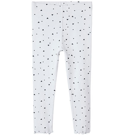 Name It Leggings - Rib - NmfVämie - Bright White/Hearts
