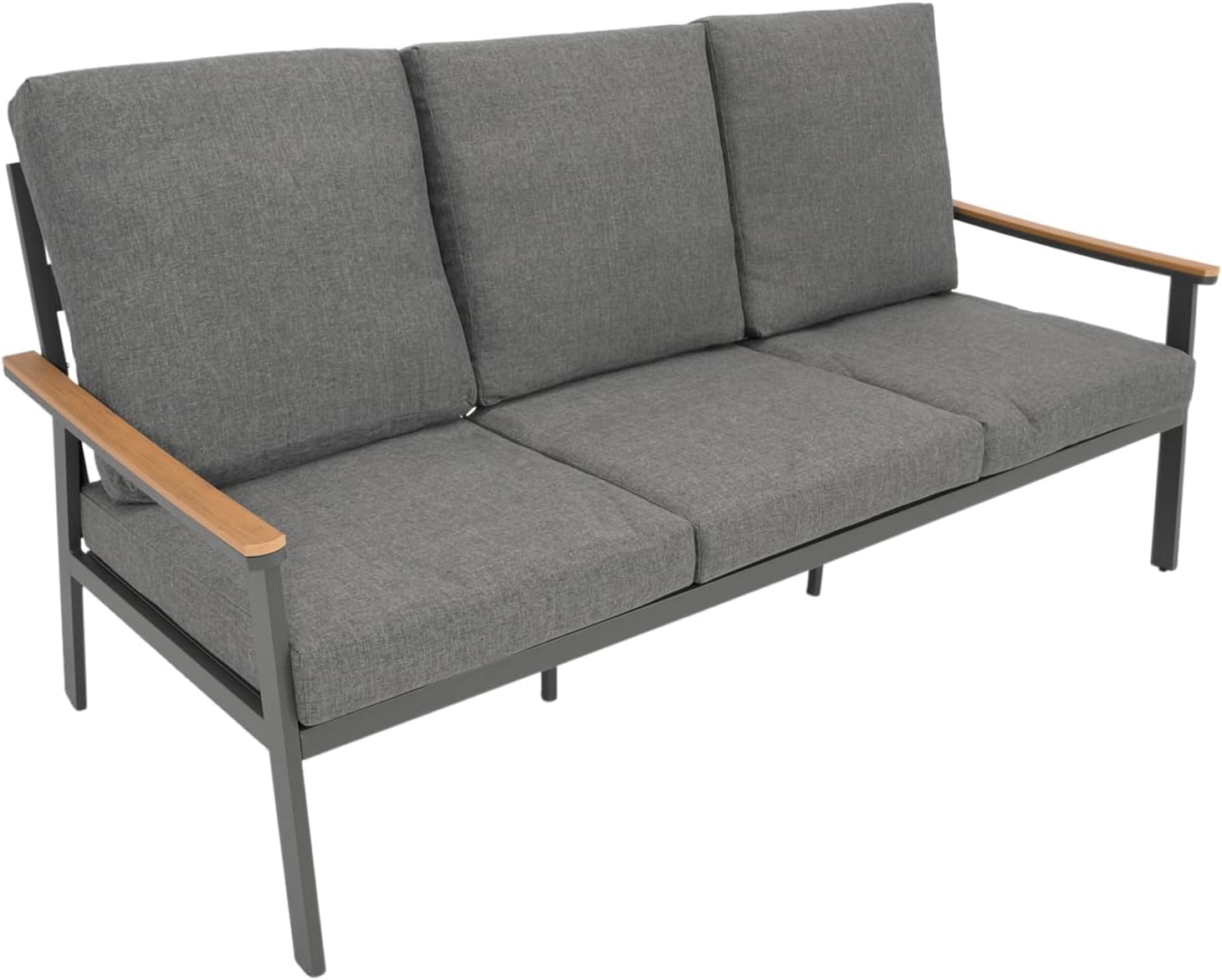 DEGAMO Loungeset Gartenset Calgary 4-teilig, Aluminium anthrazit + Kunstholz, Polster grau, wetterfest, Outdoor
