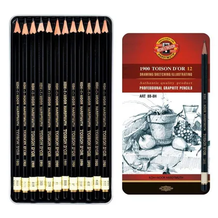 Koh-I-Noor Graphitstifte 12er Set Toison Dòr ART Gradation 8B 8H im Metalletui