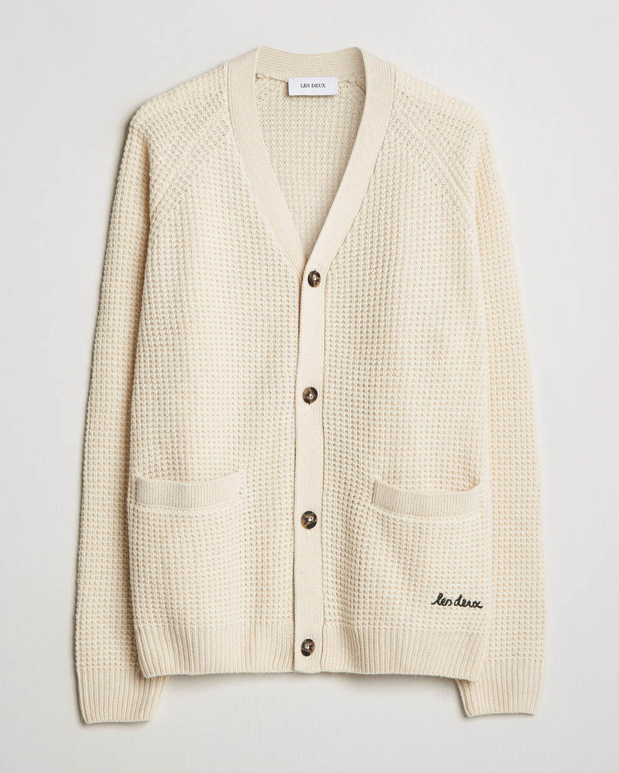 Les Deux Grady Waffle Cardigan Ivory