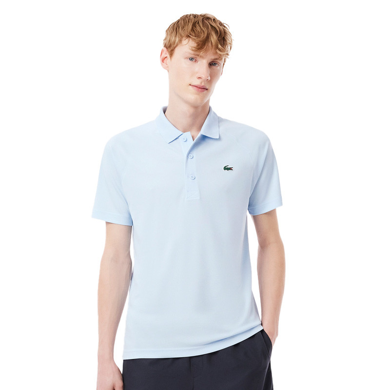 Polo Lacoste Ribbed bleu ciel protection anti UV