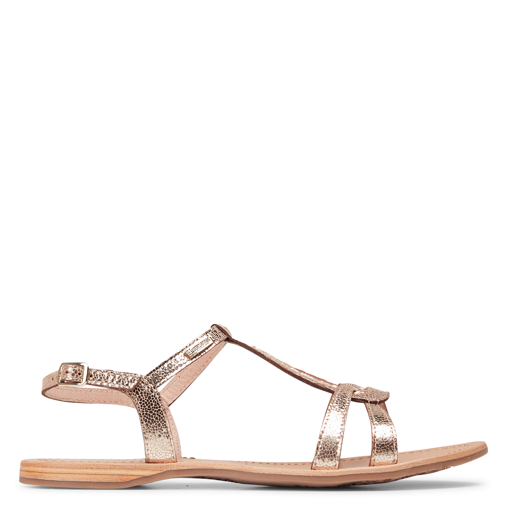 HACKLIO - Sandales plates en cuir | Doré