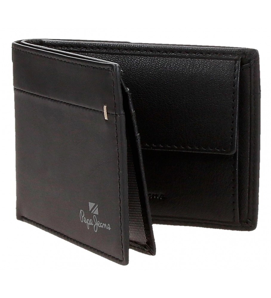 Carteira de couro preta Pepe Jeans Staple