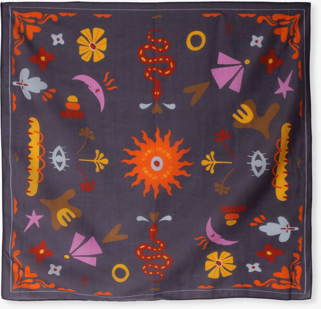 antraciet bonnie studios sjaal navy mixed scarf