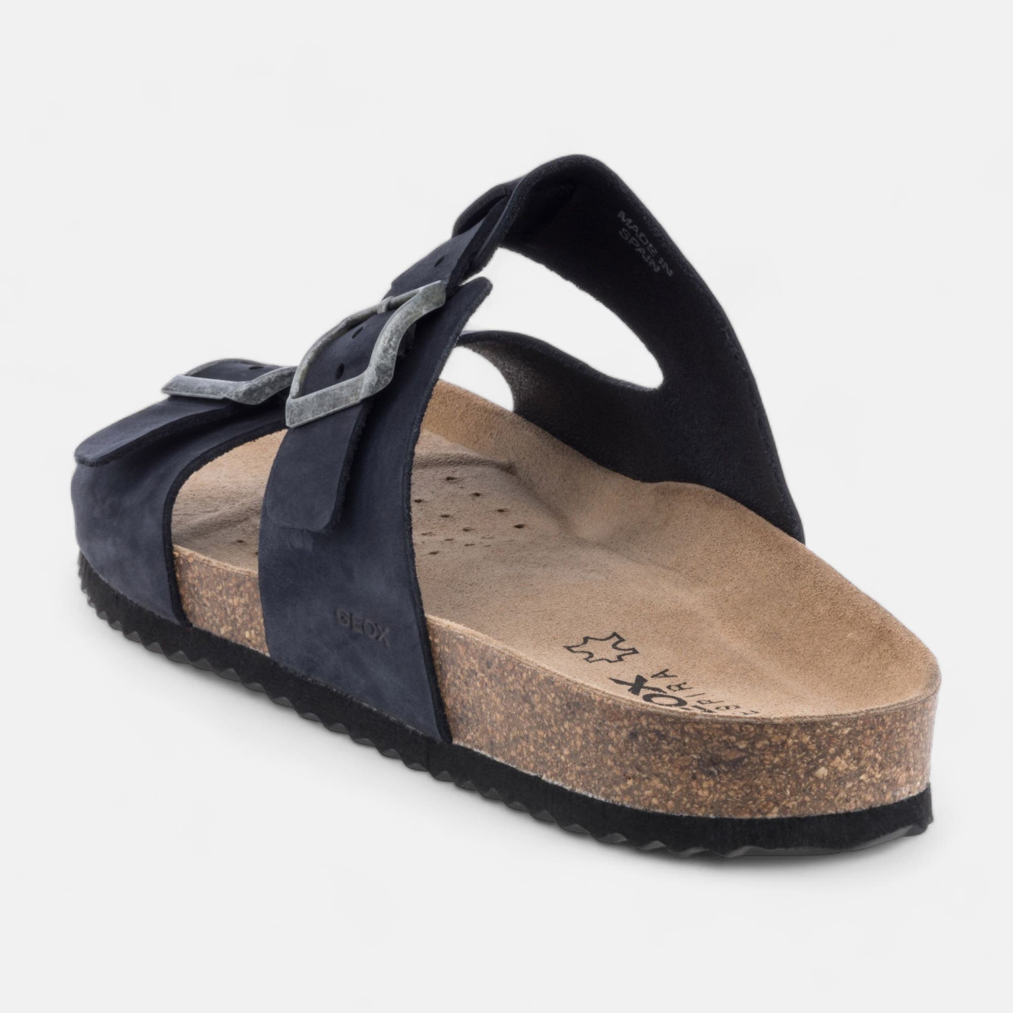 Mules semelle liège Homme en cuir bleu marine