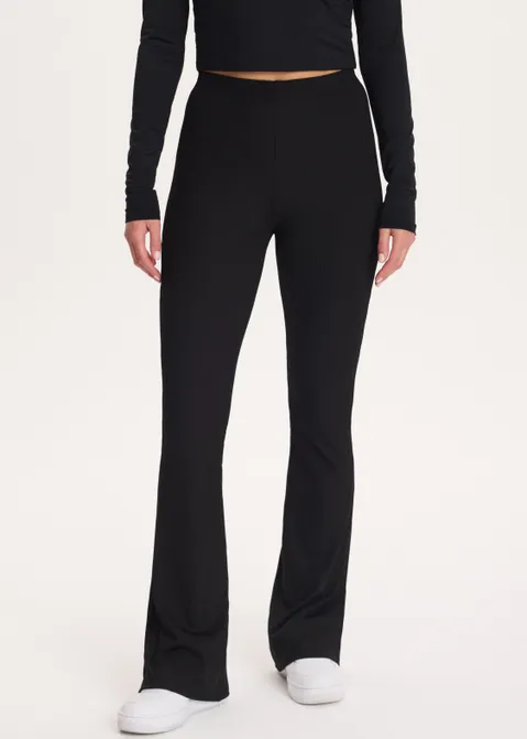 Legging flare rib zwart (ZWART)