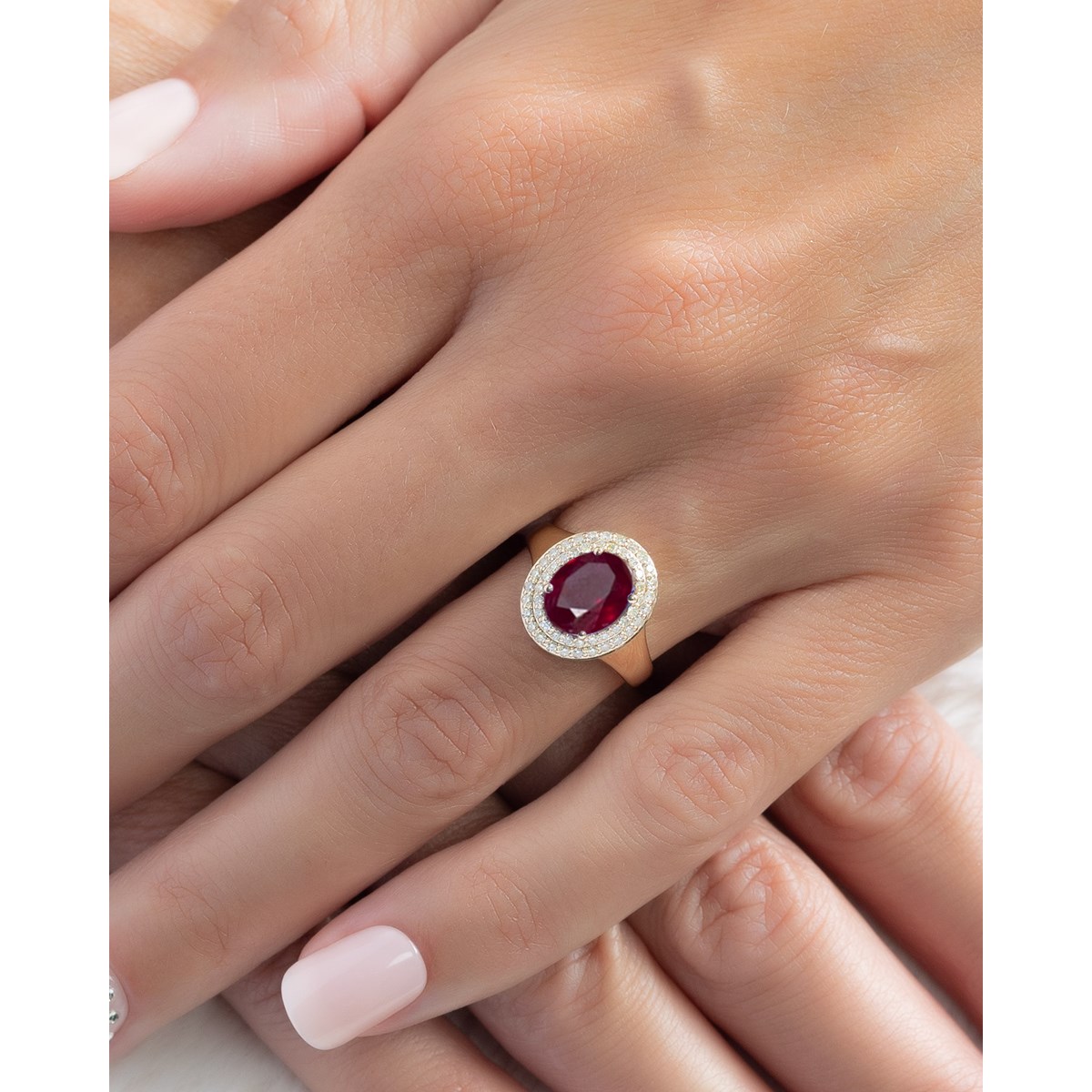Bague en Or Jaune 750 ornée de Rubis et Diamants | Aden vous Offre la Passion