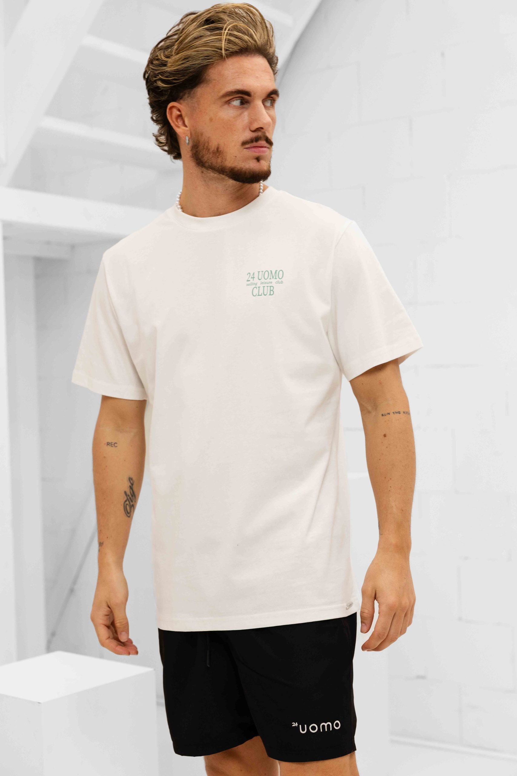 24 Uomo Leisure Club T-Shirt Heren Gebroken Wit