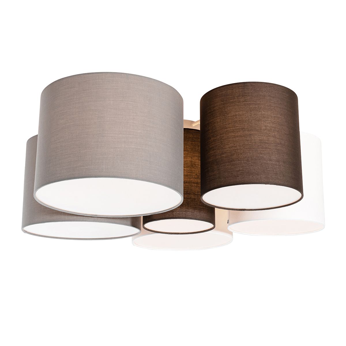 Plafondlamp wit grijs en bruin 6-lichts - Multidrum