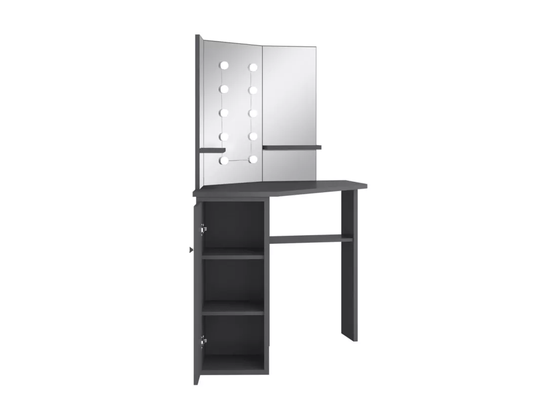 Coiffeuse d'angle avec LED Gris 111x54x141,5