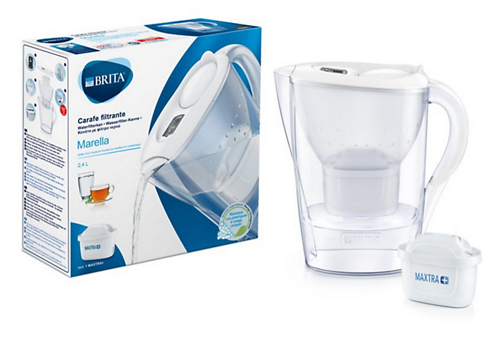 Carafe d'eau filtrante Brita Marella blanche + 1 cartouche