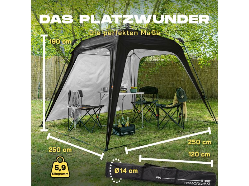 Where tomorrow Pavillon Pop Up - Schwarz Outdoor-Pavillon mit Seitenschutz
