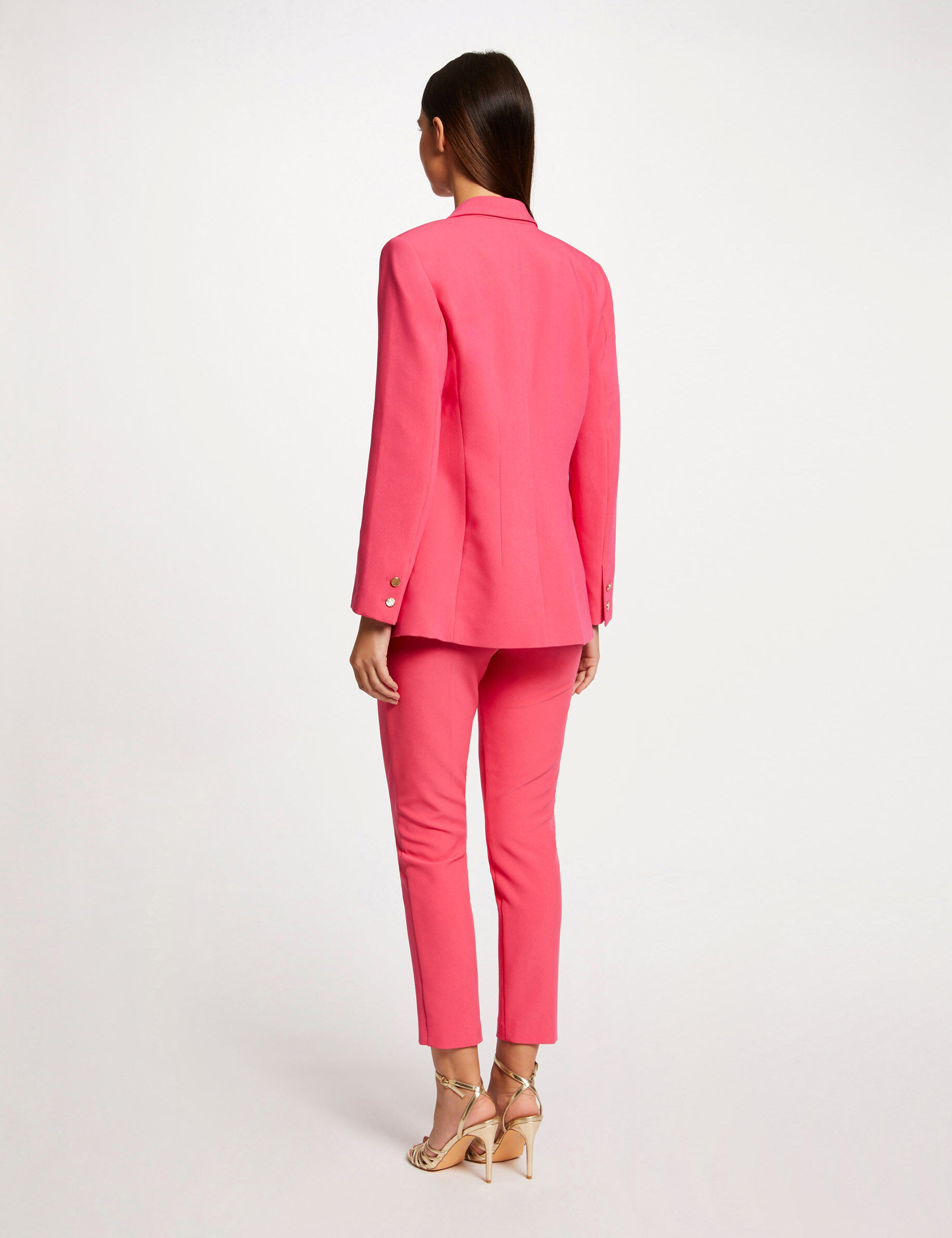 Veste cintrée col cranté à revers rose moyen femme - rose_moyen