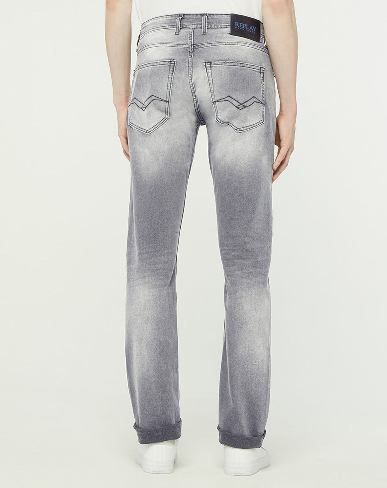 Replay Jean droit en Coton Bio 573 Grover gris moyen
