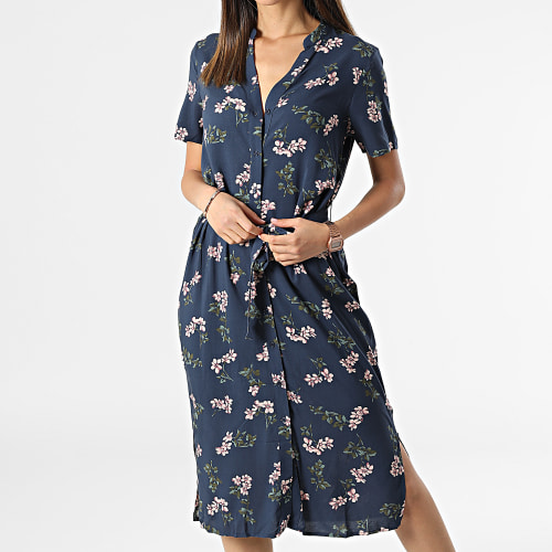 Robe Chemise Femme Vica Bleu Marine Floral