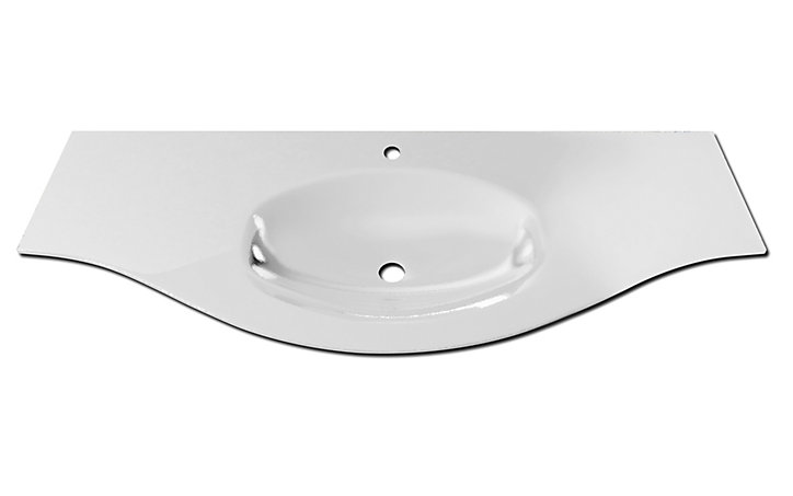 Meuble sous vasque à suspendre Vague décor chêne naturel 138 cm + plan vasque en verre blanc + 2 meubles compléments