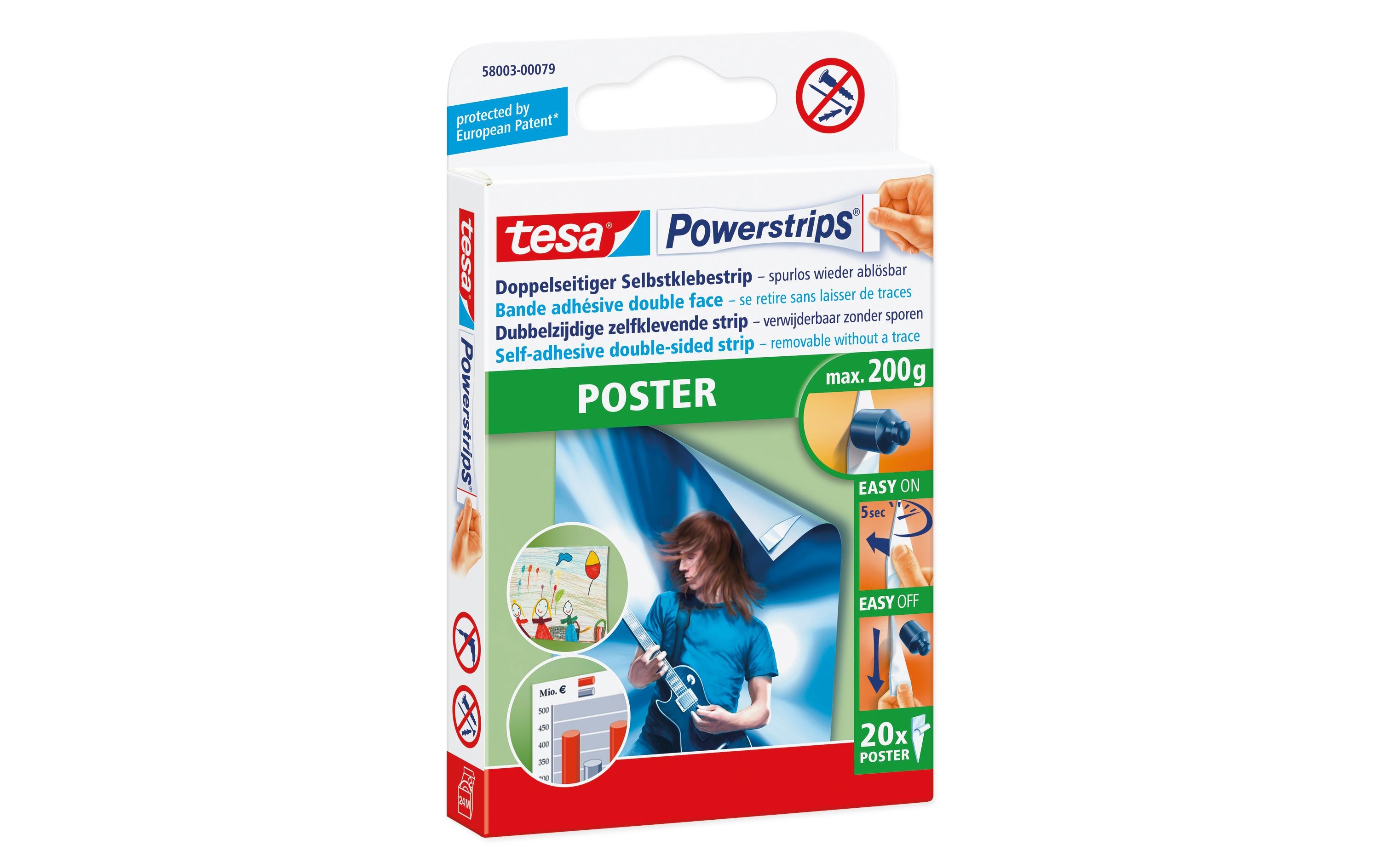 Klebestreifen Poster 20 mm x 40 mmPoster-Klebestreifen