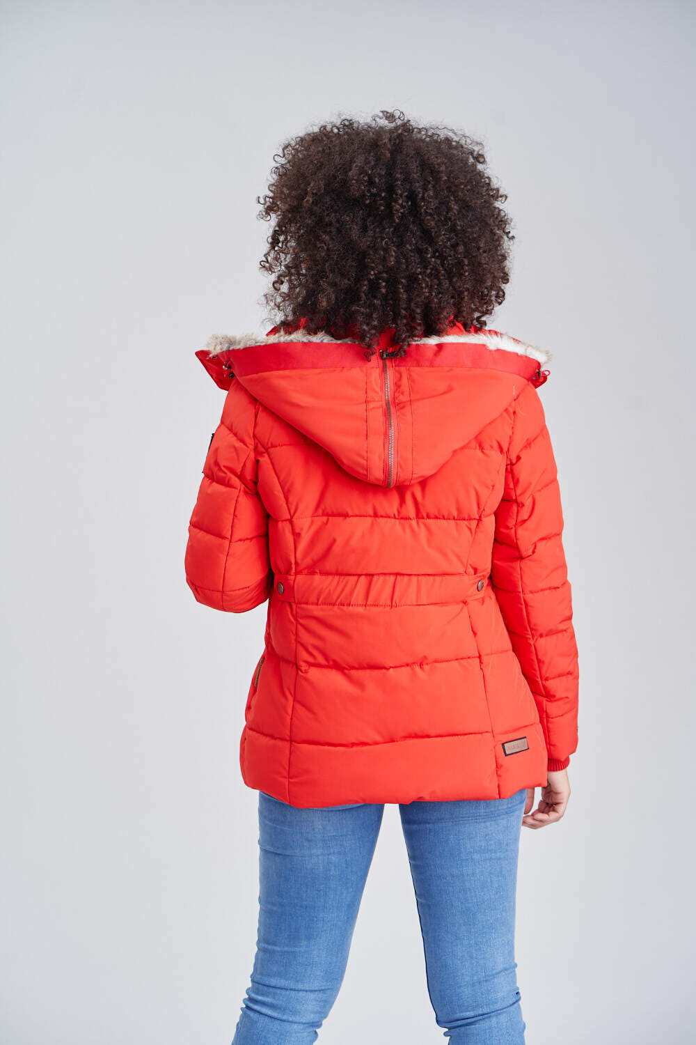 MARIKOO Damen Stylischer Winterjacke Steppjacke Mit Großer Kapuze Nekoo