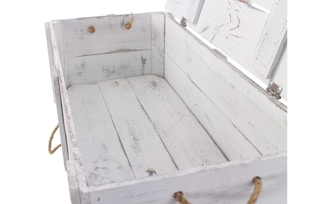Holz Zollhaus Holzkiste »Vintage Shabby Weiss, 85 x 40 cm« Herkunftsland Ukraine, Holzart Kiefer