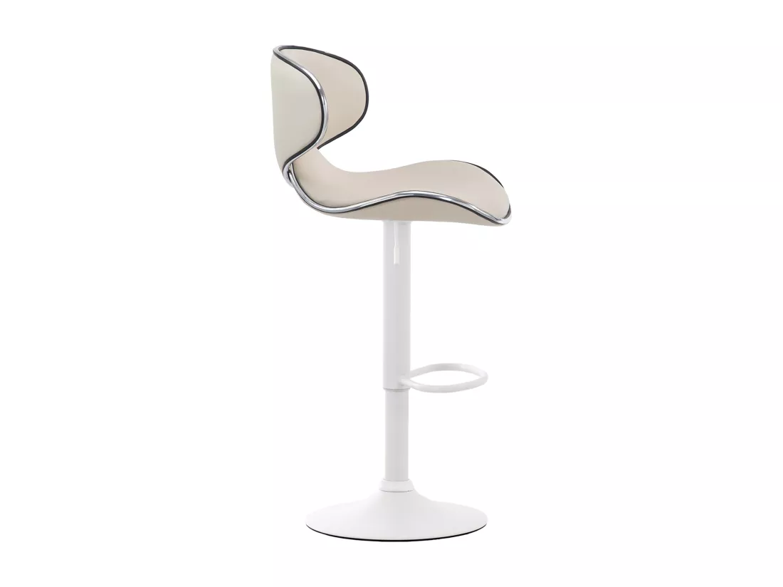 Lot de 2 Tabouret de bar - Similicuir & Blanc - Crème - Las Vegas v2