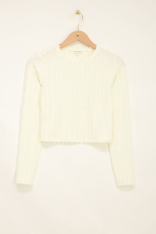 Witte top met terry strepen