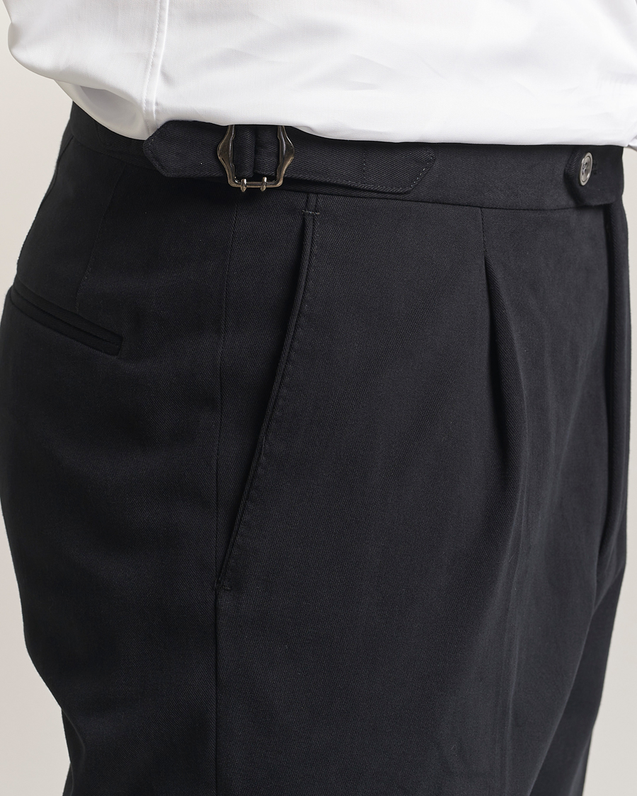Oscar Jacobson Delon Brushed Cotton Trousers Black