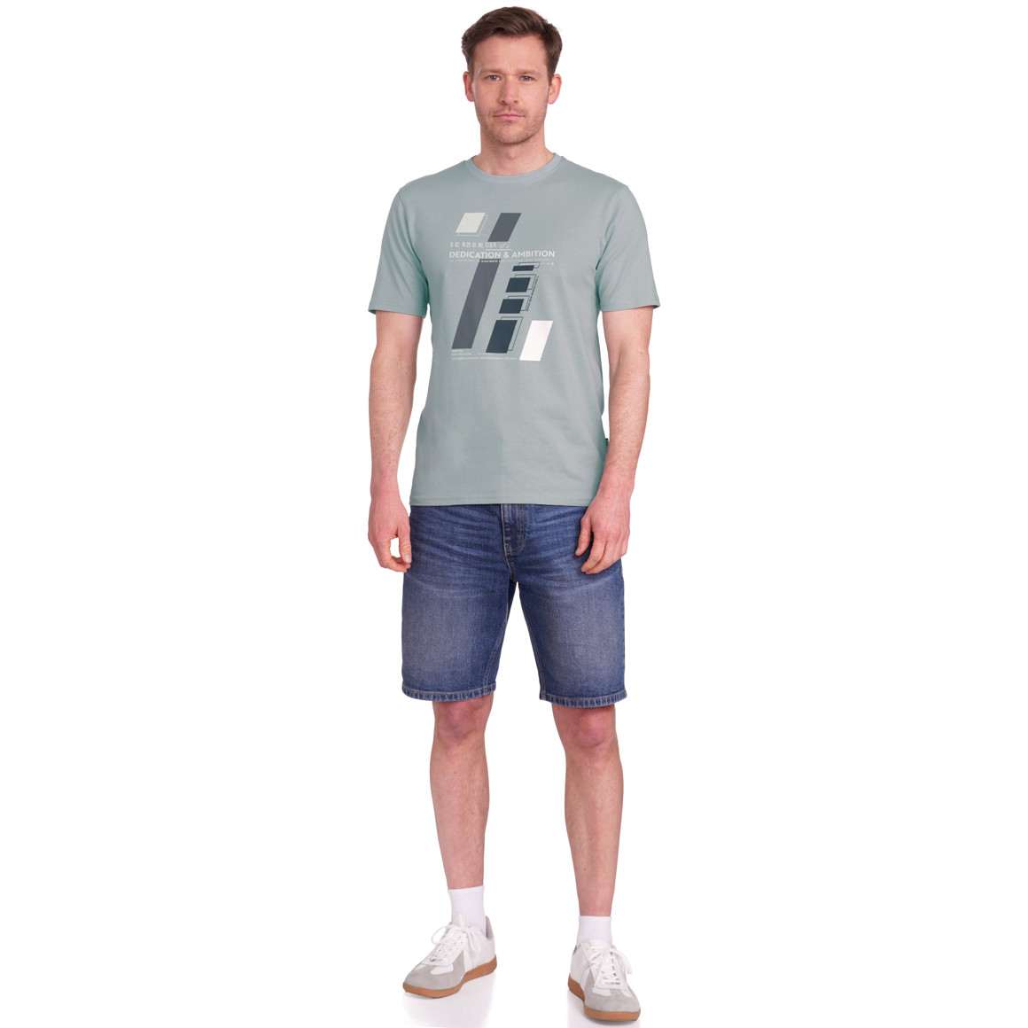 VanVaan Denim Herren T-Shirt mit Brust-Print salbei