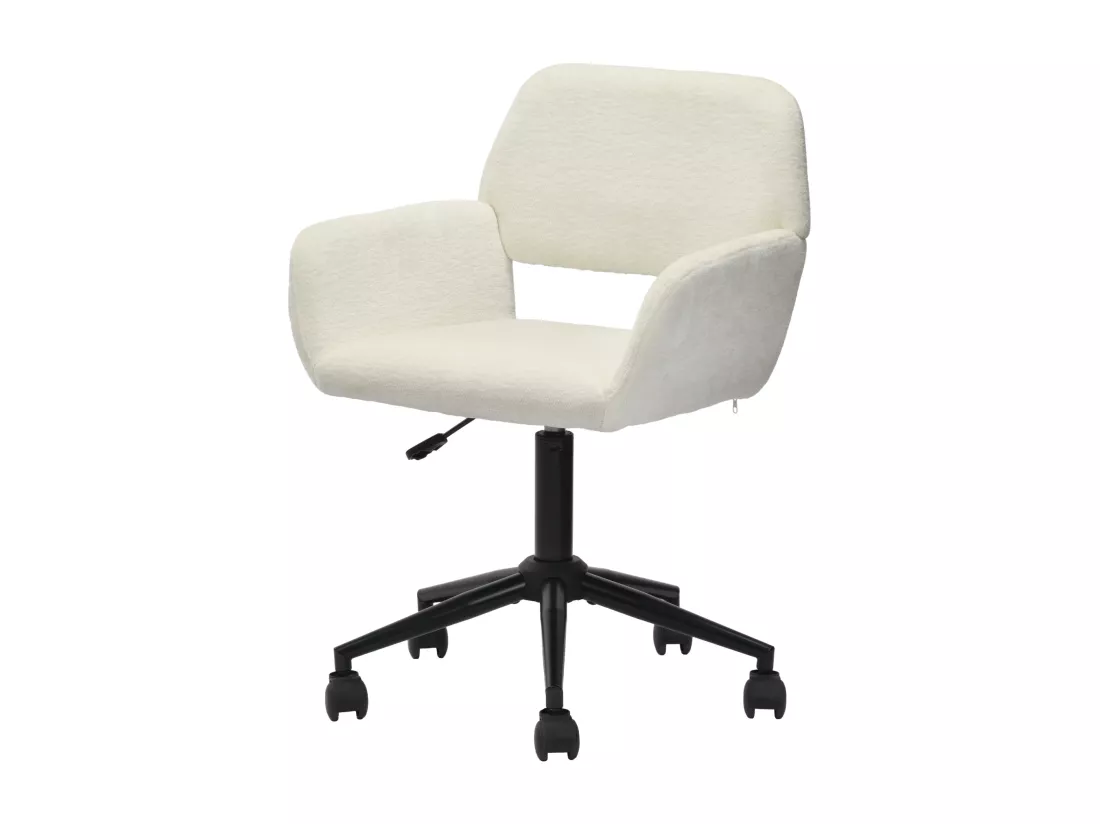 URBAN MEUBLE Chaise de bureau en tissu éponge beige, réglable en hauteur, rotation à 360°