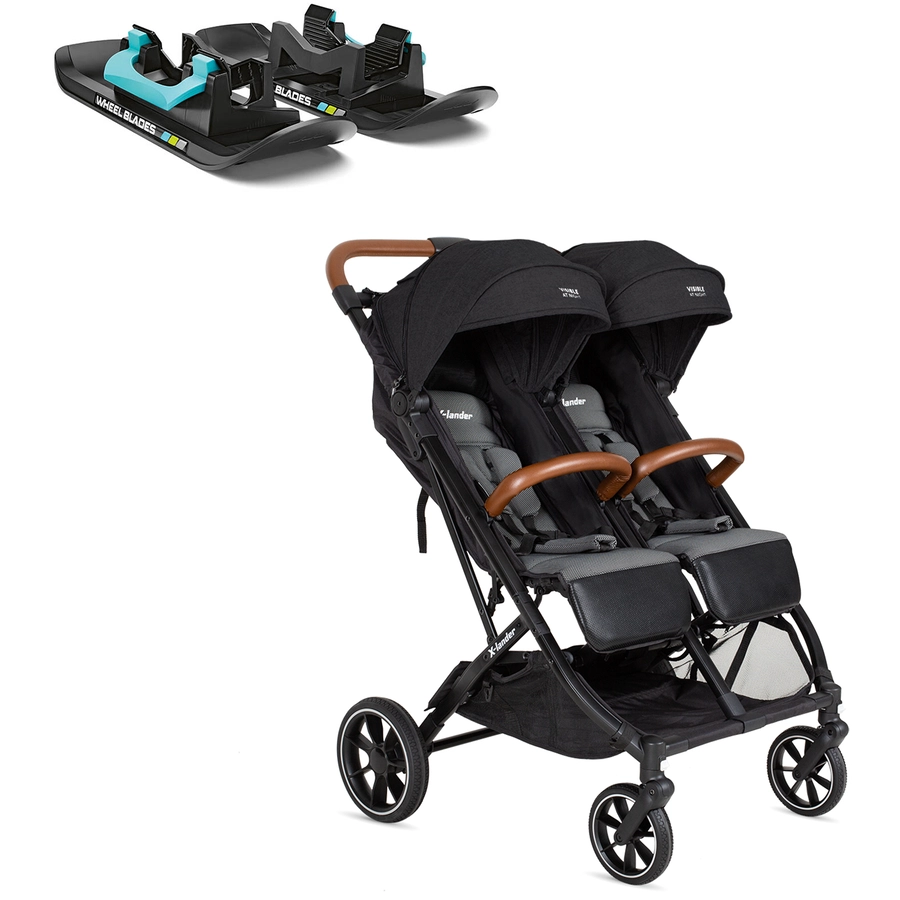 X-lander Geschwisterwagen X-Double Double Black inklusive Wheelblades