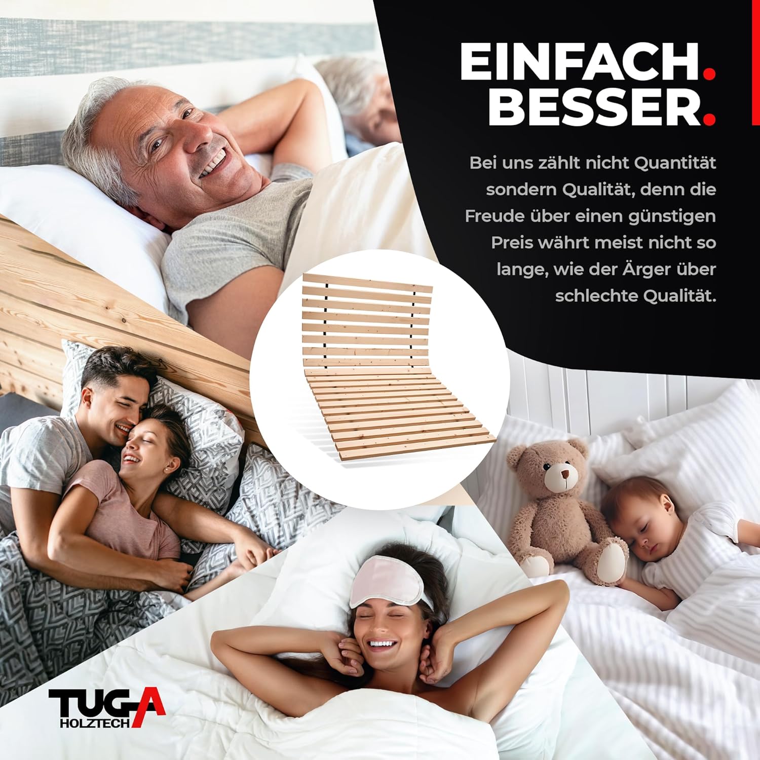 TUGA - Holztech Rollrost Lattenrost 140 x 200 cm 29mm 500kg stabilster Bettrost Rolllattenrost