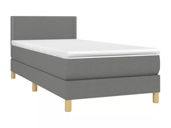 Sommier tapissier avec matelas et LED Gris foncé 90x190cm Tissu
