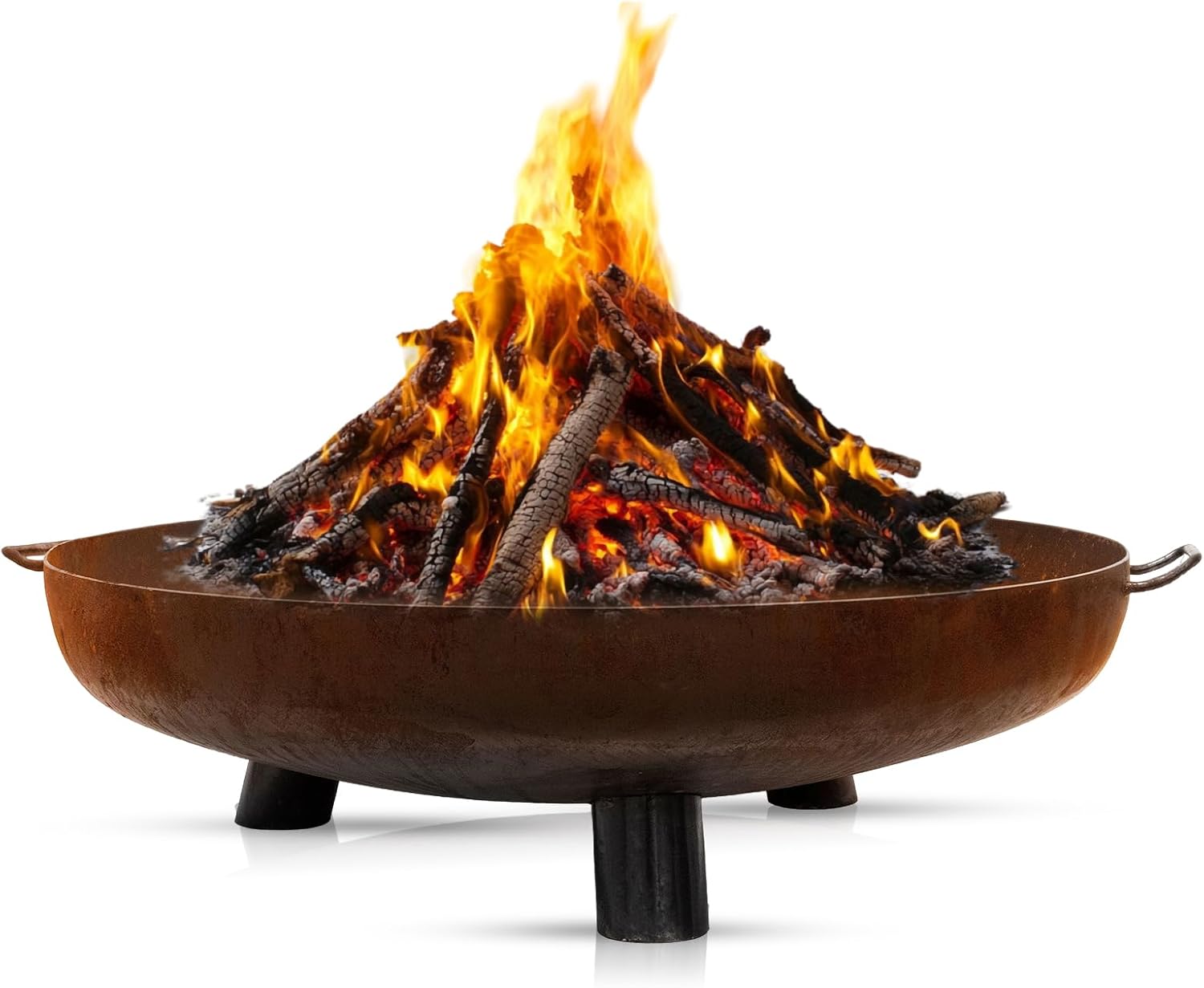 BonFeu BonBowl Plus Feuerschale 100 cm Durchmesser - Feuerschalen für den Garten - Feuerstelle Outdoor & Feuertonne - Feuerschale mit Opt. Grillrost - Feuerkorb für den Garten - 100x100x23.5cm