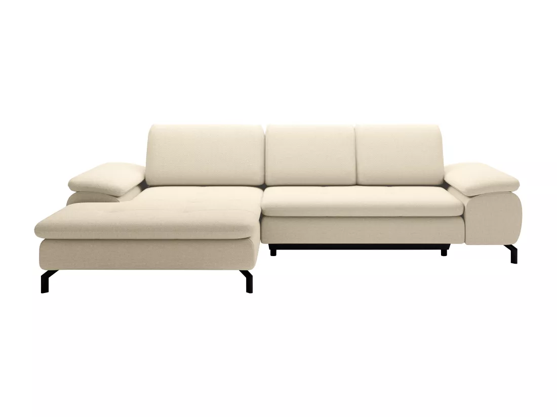 Canapé d'angle gauche convertible en tissu texturé beige ARCHIBALD