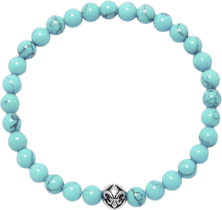 Nialaya Men's Wristband with Turquoise and Stainless Steel Blue