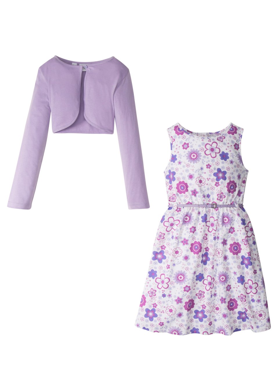 Robe fille + ceinture + boléro fille (Ens. 3 pces.)