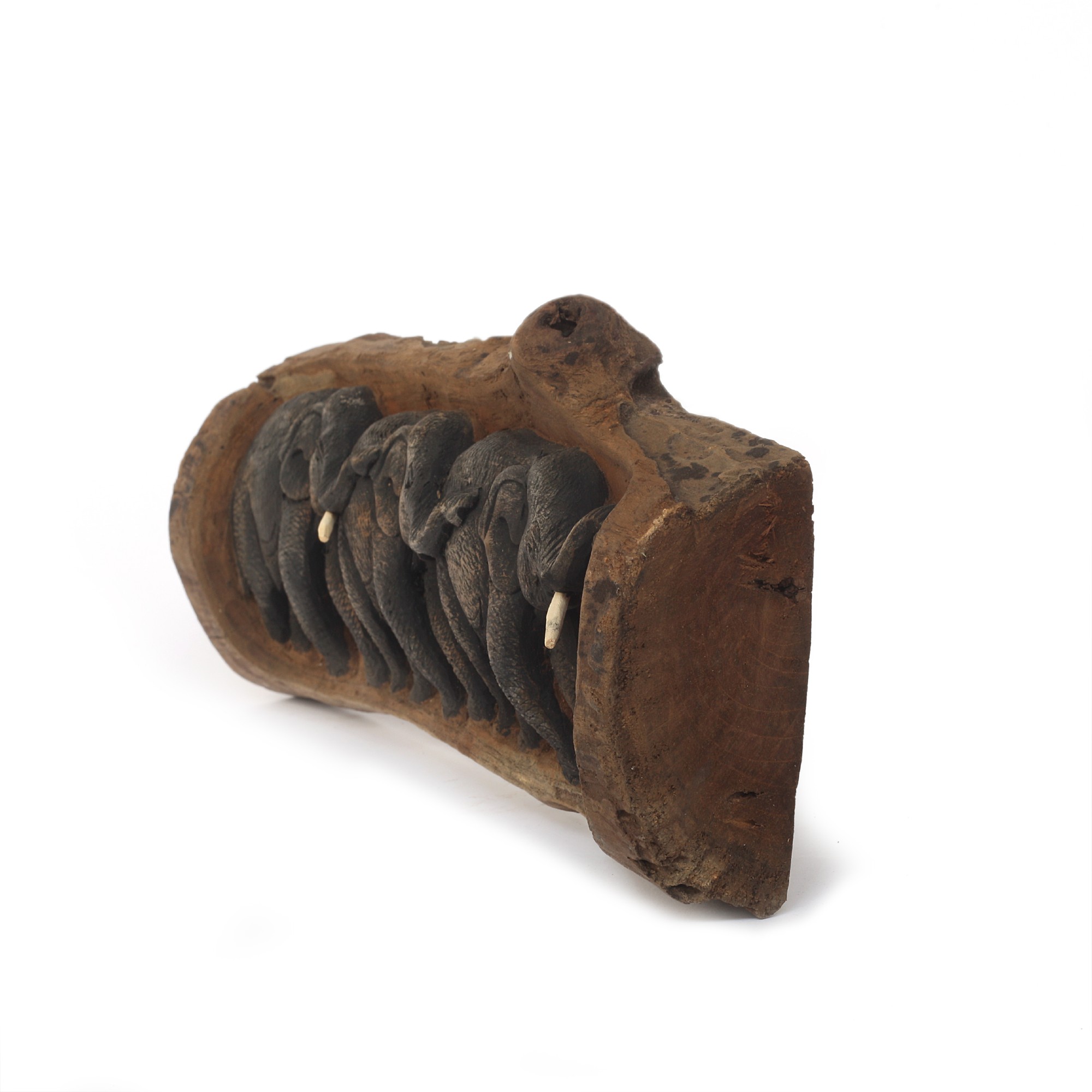 Schnitzrelief '3 Elefanten', Teak, B ca. 45 cm von fischer's lagerhaus