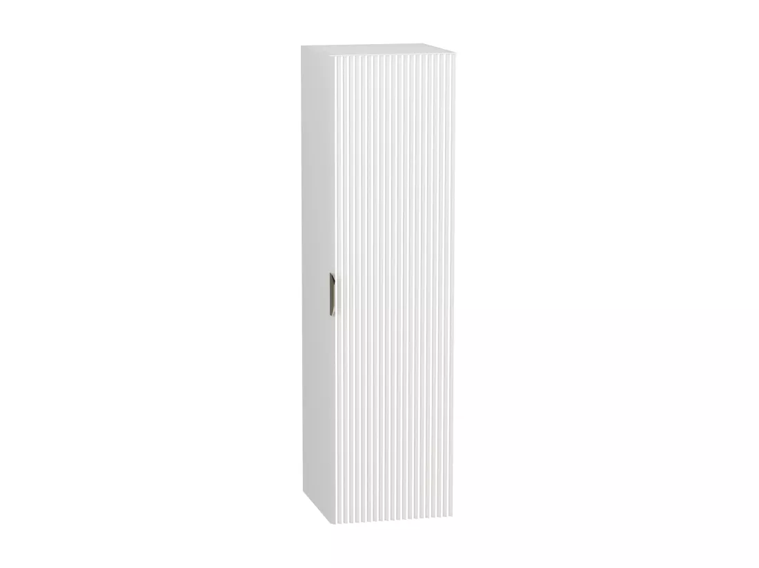Meuble colonne suspendu de salle de bain WENA, façades cannelées, Willy, 120x33x33 cm, Blanc