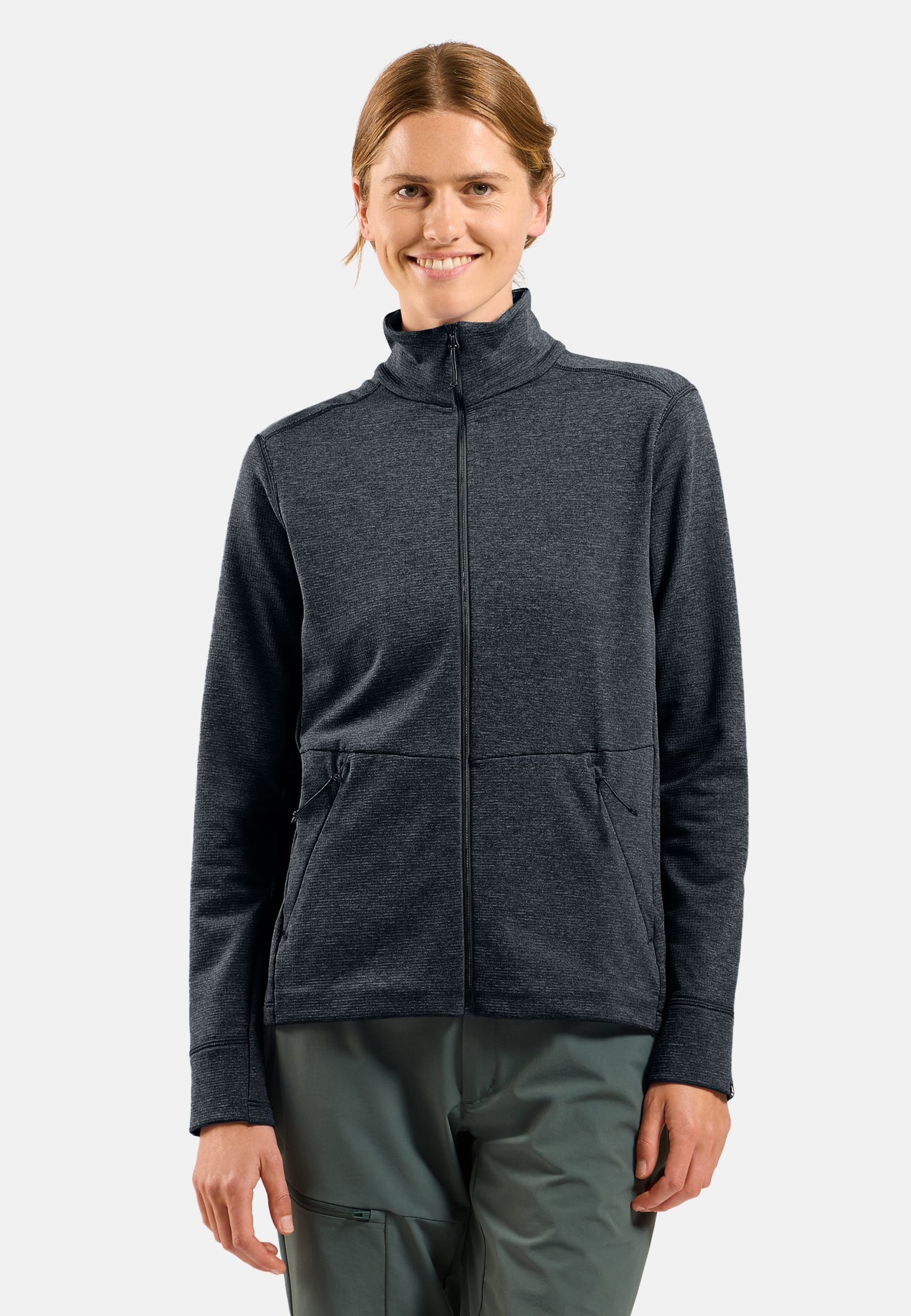 Essentials Multisport Mid Layer aus Grid-Fleece mit Reissverschluss in black melange