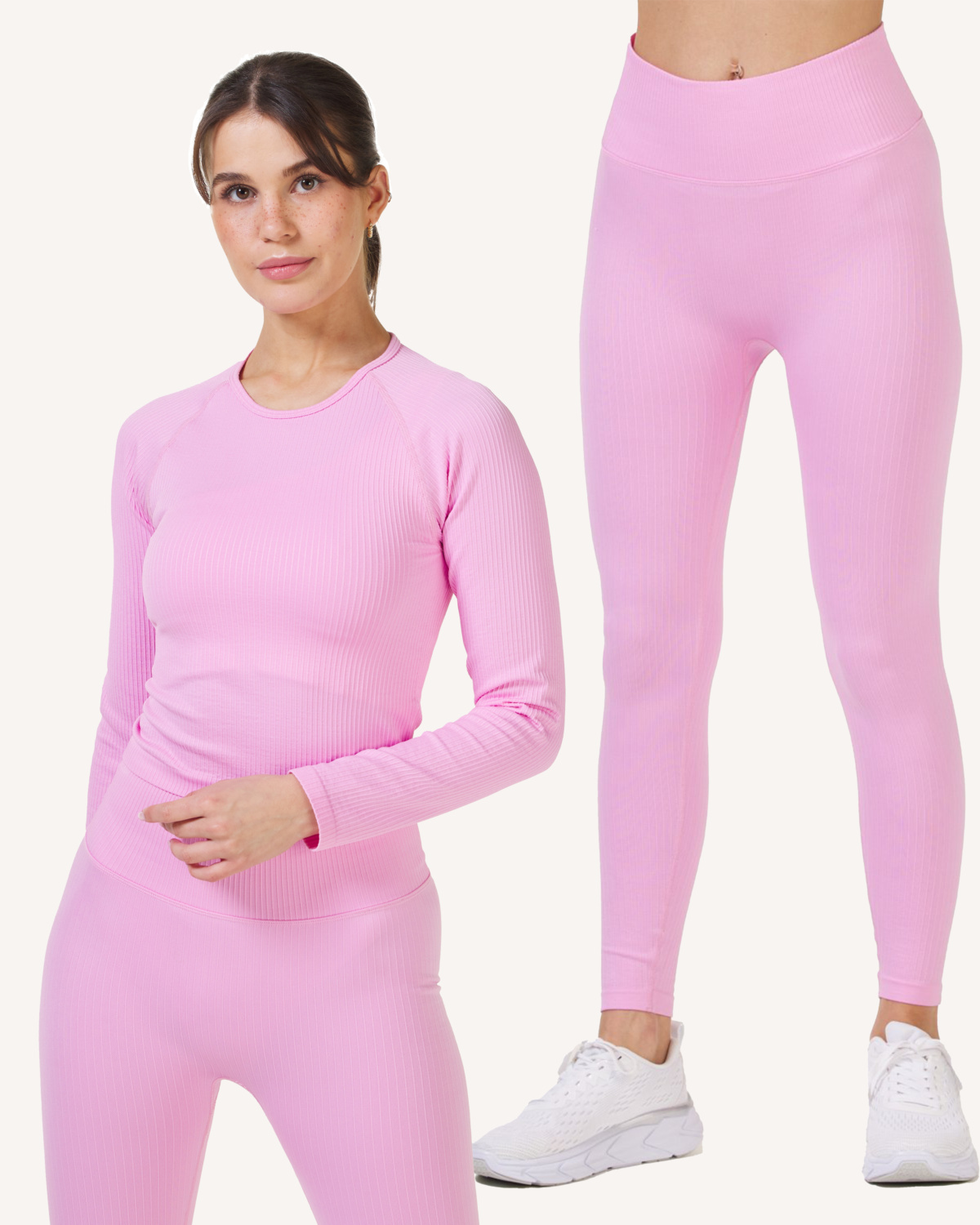 Perfect Wide Rib Pastel Pink Sett