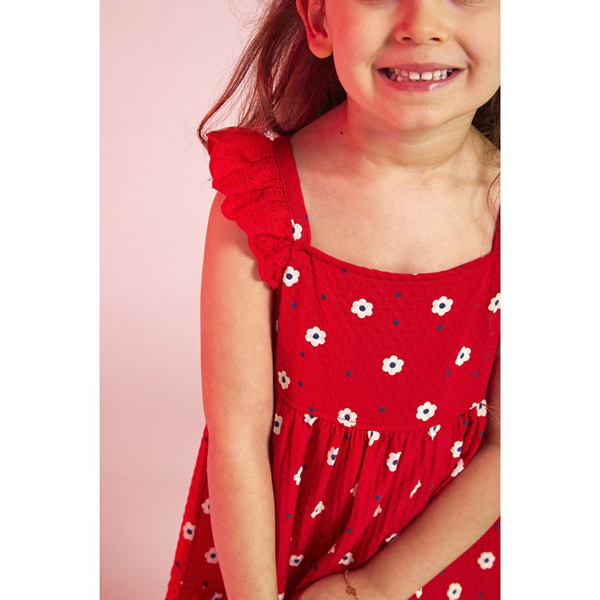 Robe en maille cloquée imprimé fantaisie pour fille - Rouge