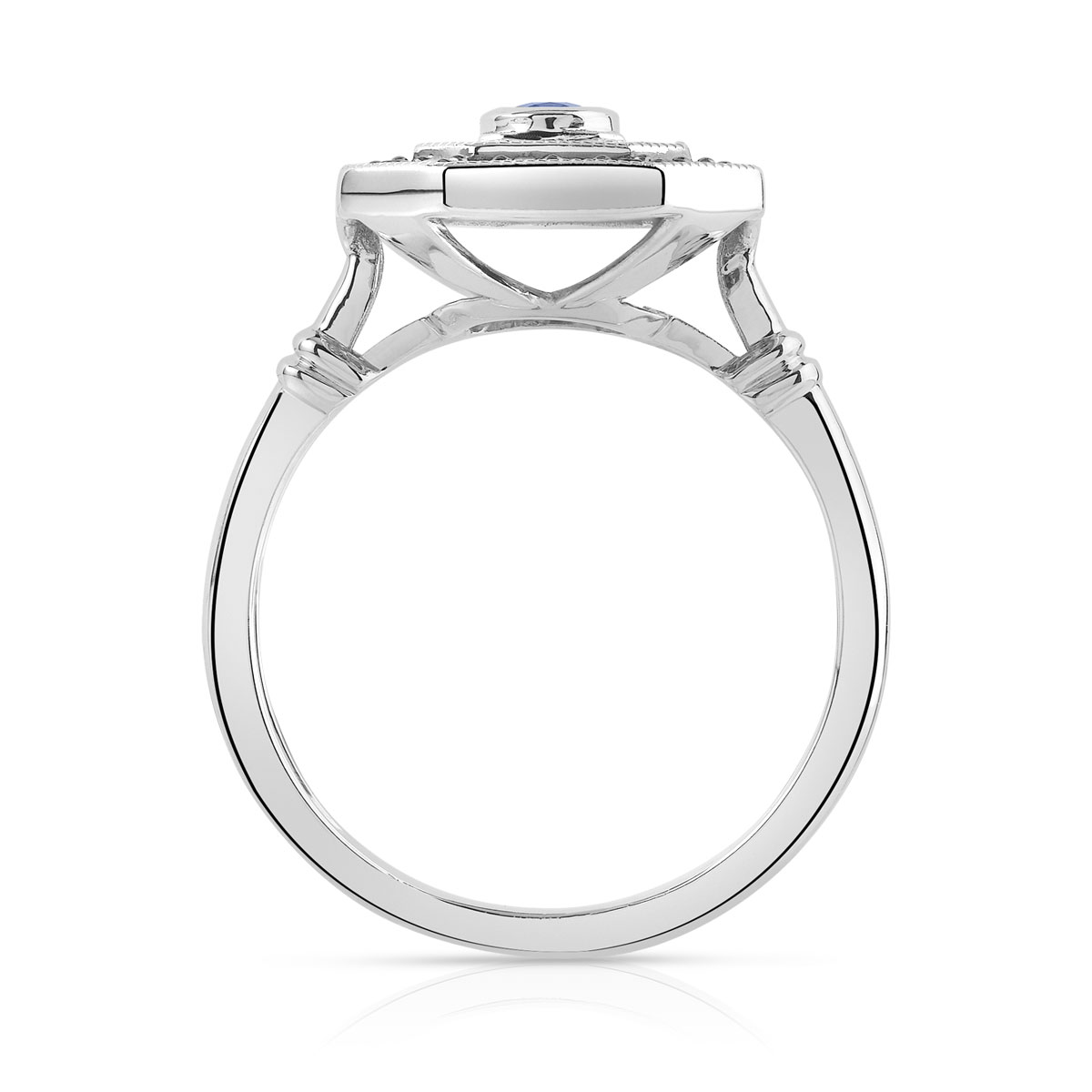 Bague or 750 blanc saphirs et diamants