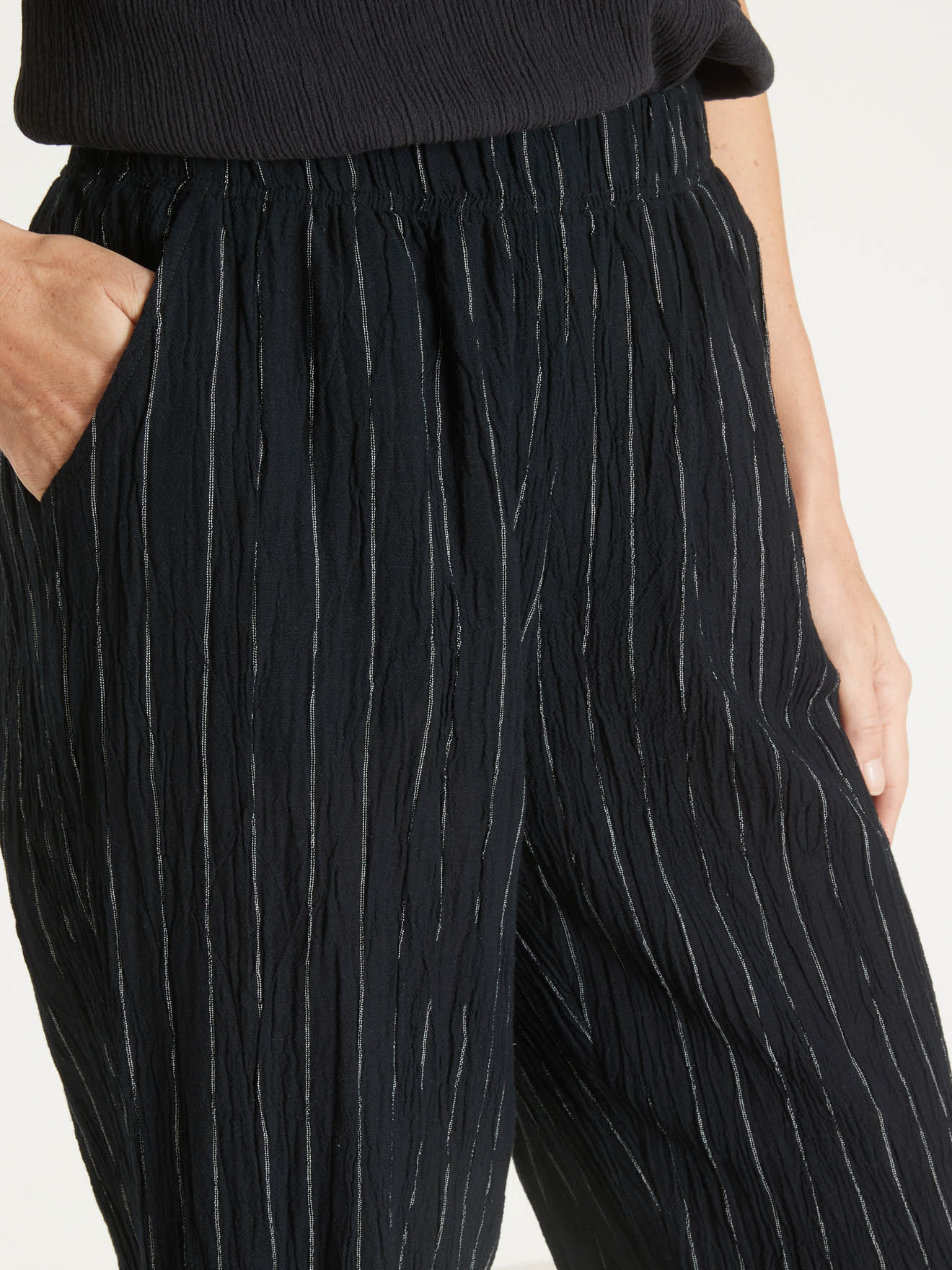 Pantalon en tissu créponné pur coton