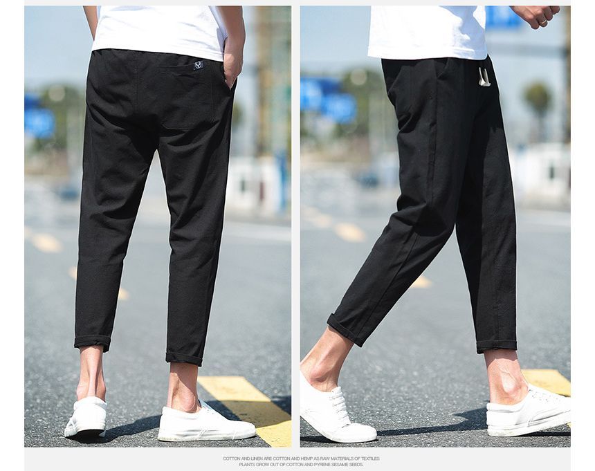 FORSETI - Cropped linnen broek met rechte pijpen