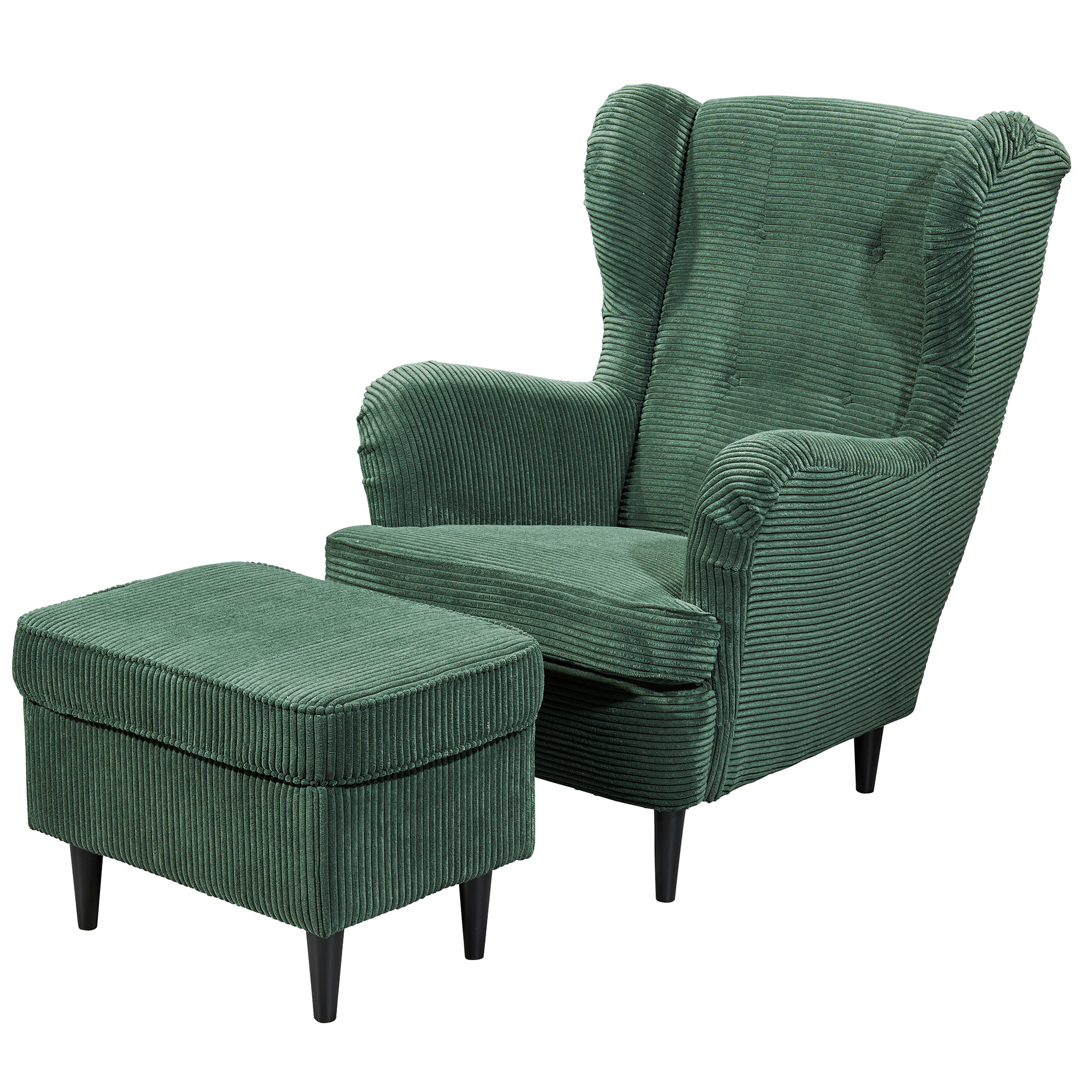 Hocker - winter moss - Cord - Massivholzfüße