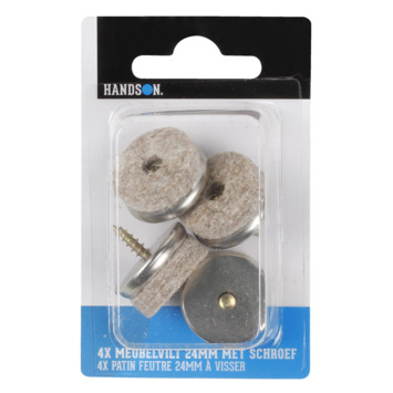 HANDSON meubelglijder viltglijder met schroef nikkel Ø24 mm 4 stuks