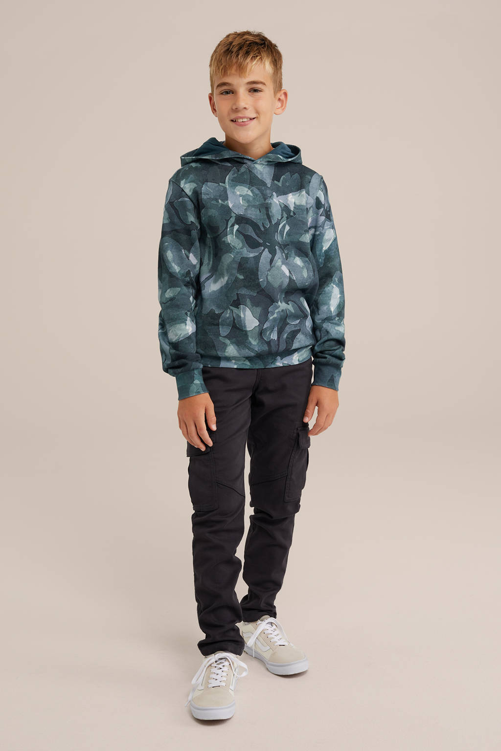 WE Fashion sweater met all over print blauw/petrol/multi