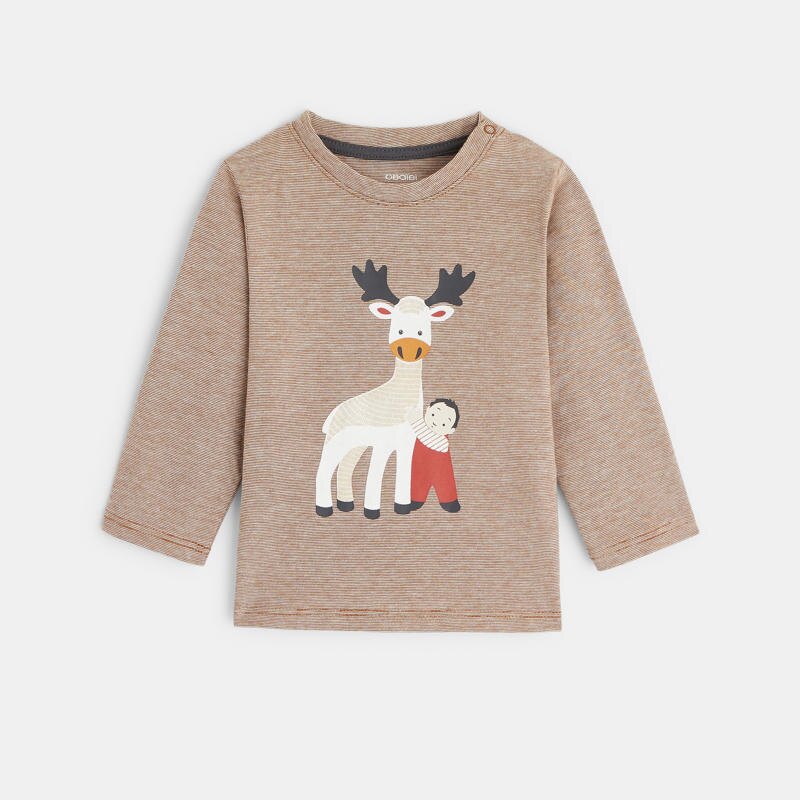 T-shirt fines rayures élan marron bébé garçon Marron