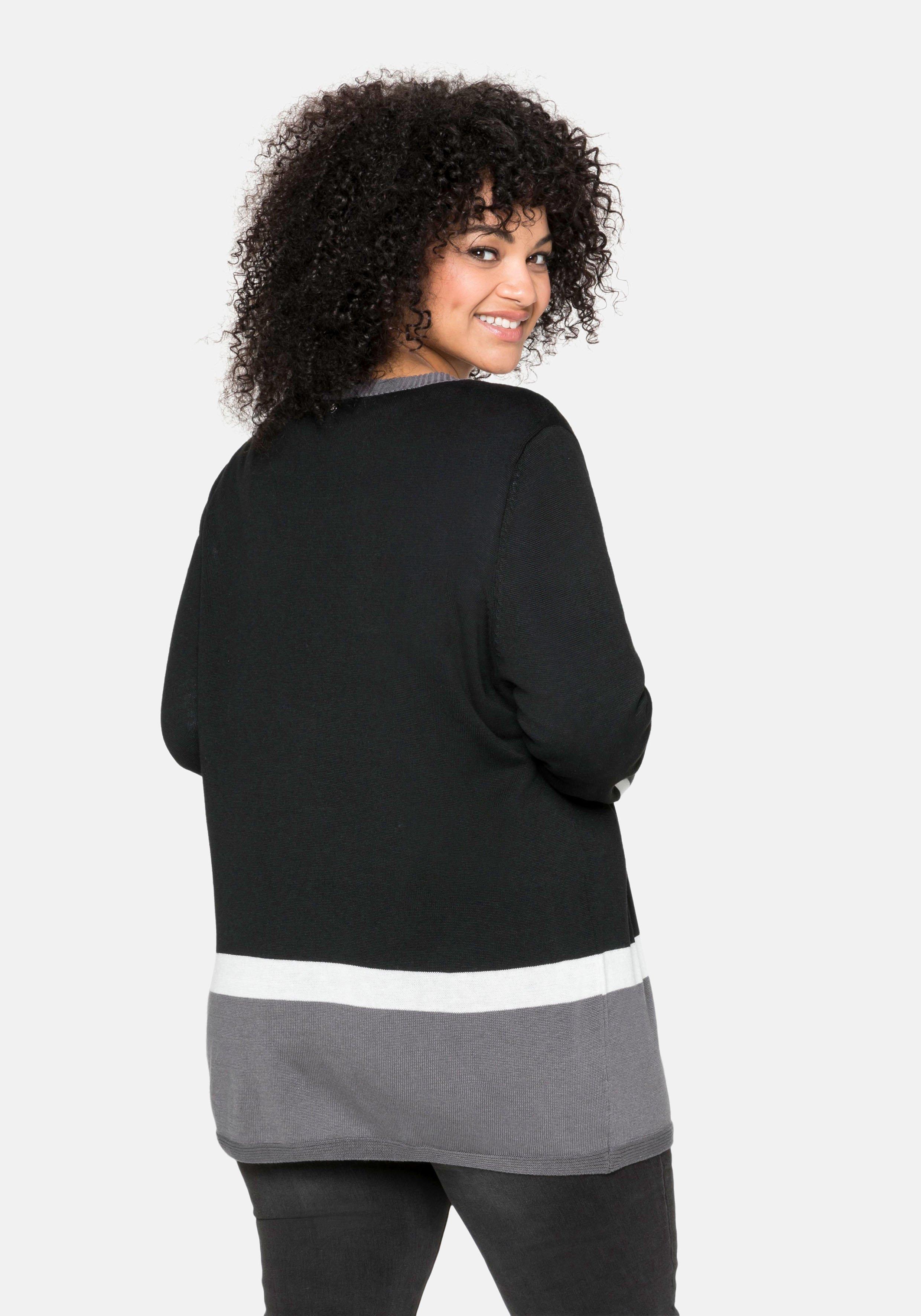 Strickjacke im Colourblocking-Stil, in offener Form