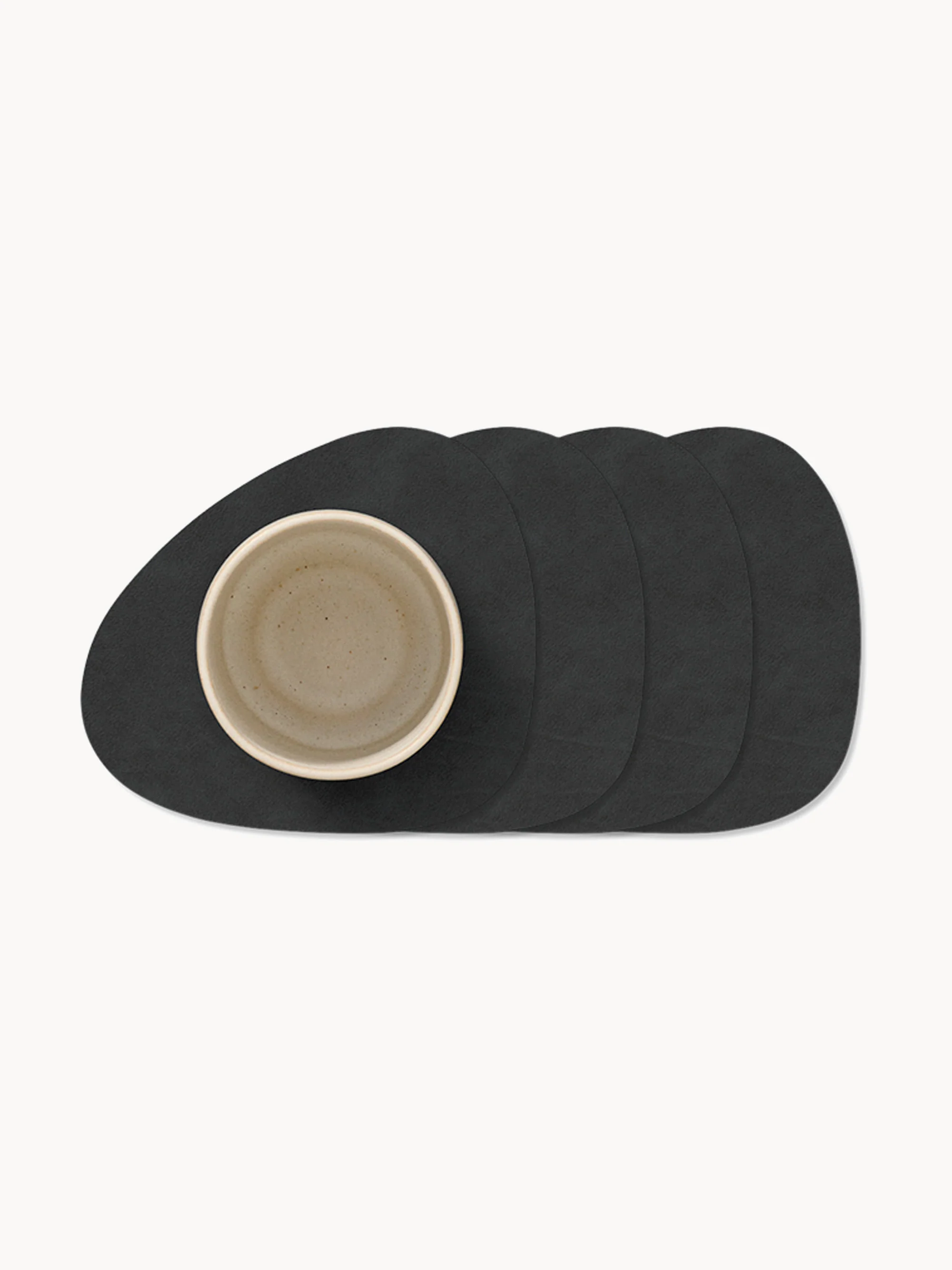 Asymmetrische leren onderzetters Curve, 4 stuks