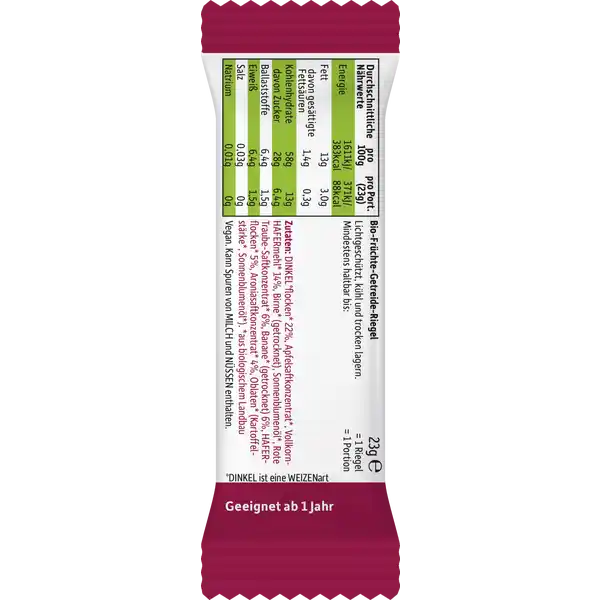 Bio Frecher Riegel Banane, Rote Traube & Aronia